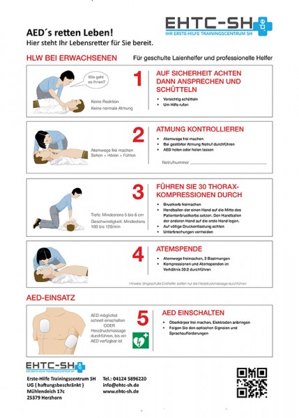 Ersthelfer Tafel - Anleitung mit AED